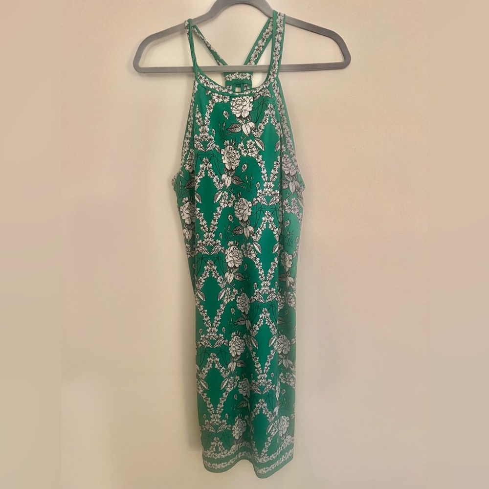 Max Studio Green and White Floral Dress